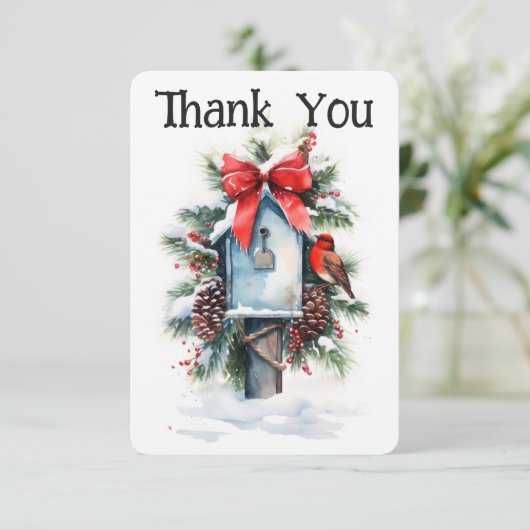 Kerst Postbus Postbode Carrier Dank u Kaart (Staand voorkant)