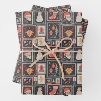 Kerst Postzegel Cute Inpakpapier Vel