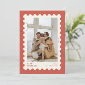 Kerst Postzegel Fotolijst Feestdagenkaart (Staand voorkant)