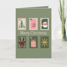 Kerst Postzegel Vakantie Wenskaart