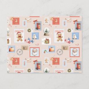 Kerst postzegels Kerstman rendier snoepgoed Briefkaart