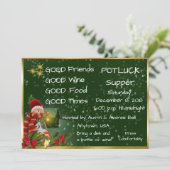Kerst Pot Luck Dinerfeest Kaart (Staand voorkant)