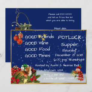 Kerst Pot Luck Dinerfeest Kaart