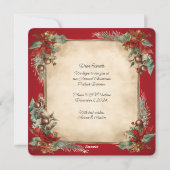 Kerst Potluck Diner Oude Wereld Scroll Uitnodiging (Achterkant)