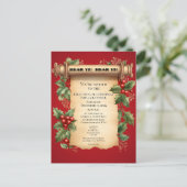 Kerst Potluck Diner Oude Wereld Scroll Uitnodiging (Staand voorkant)