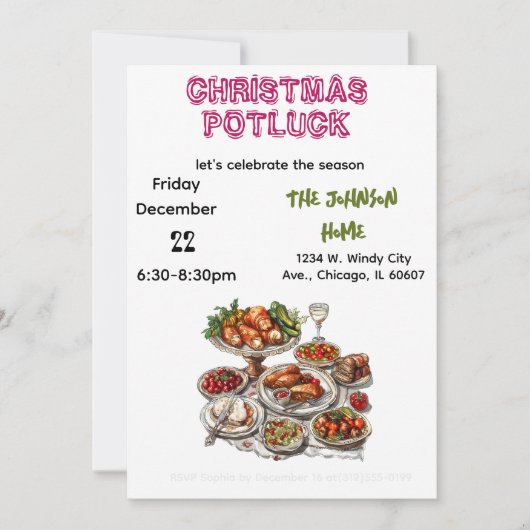 Kerst Potluck Uitnodiging (Voorkant)