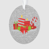 Kerst Potpourri Zilver Faux Glitter Ornament (voorkant)