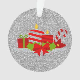 Kerst Potpourri Zilver Faux Glitter Ornament