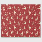 Kerst Prancing Gold Deer Holiday Cadeaupapier (Vlak)