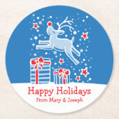 Kerst prancing rendier kunst papier onderzetters (Voorkant)