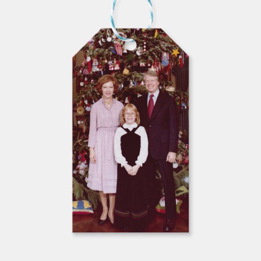 Kerst President James Jimmy Carter Witte Huis Cadeaulabel (Voorkant)