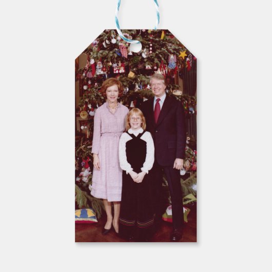 Kerst President James Jimmy Carter Witte Huis Cadeaulabel (Achterkant)