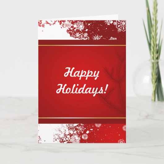Kerst Prettige feestdagen Snow Red Achtergrond Kaart (Voorkant)
