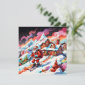 kerst psychedelisch skisport sint-nicolaas  feestdagenkaart (Staand voorkant)