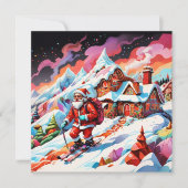kerst psychedelisch skisport sint-nicolaas  feestdagenkaart (Voorkant)
