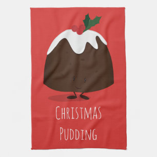 Kerst Pudding Cartoon Karakter Keuken Handdoeken