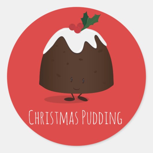 kerst pudding cartoon karakter | STICKER (Voorkant)