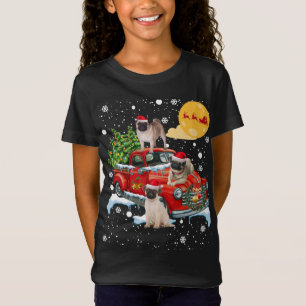 Kerst Pug Dog Met Rode Vrachtwagen Grappig XMA T-shirt