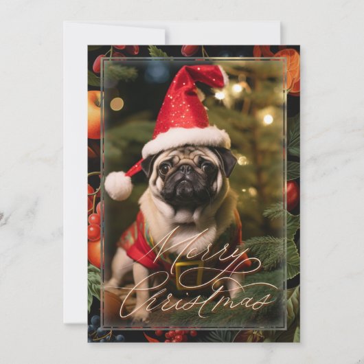 Kerst Pug Elf Kaart (Voorkant)