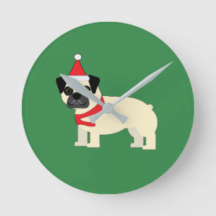 Kerst Pug Ronde Klok