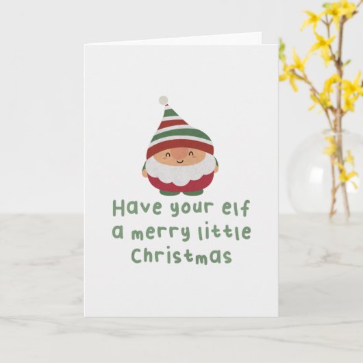 Kerst Punt: Geef je Elf een Prettig Kerstfeest Kaart (Gele Bloem)