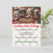 Kerst Puppies Cookie Exchange Party Kaart (Staand voorkant)