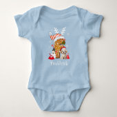 Kerst Puppy Gingerbread Naam Letter F Jongen Romper (Voorkant)