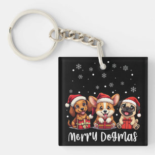 Kerst Puppy Honden Vrolijke Dogma's Sleutelhanger