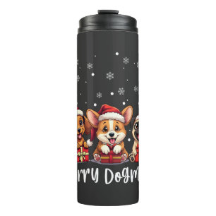 Kerst Puppy Honden Vrolijke Dogma's Thermosbeker