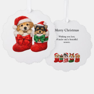 Kerst Puppy Winter Brei Ornament Kaart