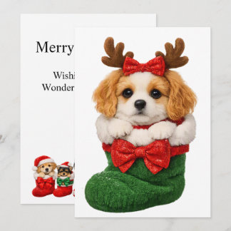 Kerst Puppy Winter Breiwerk Feestdagenkaart