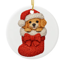Kerst Puppy Winter Breiwerk