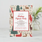 Kerst pyjama feest sluimer grillige herten kaart (Staand voorkant)