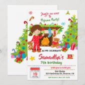 Kerst pyjama feest uitnodiging Slaapfeestje (Voorkant / Achterkant)