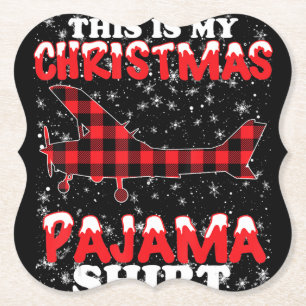 Kerst Pyjama Grappige Luchtvaart Vliegtuig Gift Kartonnen Onderzetters