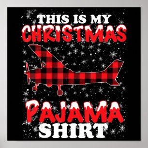 Kerst Pyjama Grappige Luchtvaart Vliegtuig Gift Poster