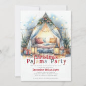 Kerst Pyjama Party Tent Kussen Twinkle Lights Kaart (Voorkant)