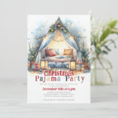 Kerst Pyjama Party Tent Kussen Twinkle Lights Kaart (Staand voorkant)