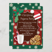 Kerst Pyjama Party uitnodiging Groen en rood (Voorkant / Achterkant)