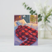 Kerst Pyjama Red Plaid Feestdagenkaart (Staand voorkant)