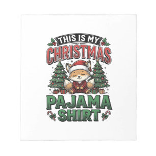 Kerst Pyjama Shirt Cute Vintage Vakantie T-shirt_1 Notitieblok