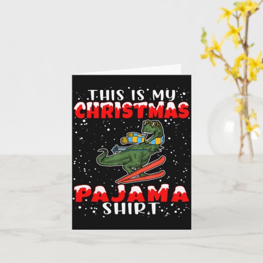 Kerst Pyjama Shirt Grappig Kerstfeest Skiën Cadeau Kaart (Gele Bloem)