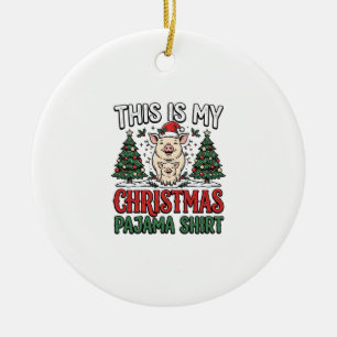 Kerst Pyjama Shirt Schattig Varken Vakantie Vector Keramisch Ornament