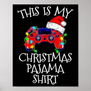 Kerst Pyjama Shirt Video Game Controller Santa Poster
