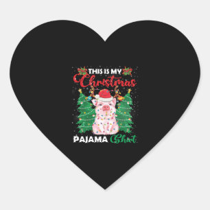 Kerst pyjama varken roze Shirt Hart Sticker