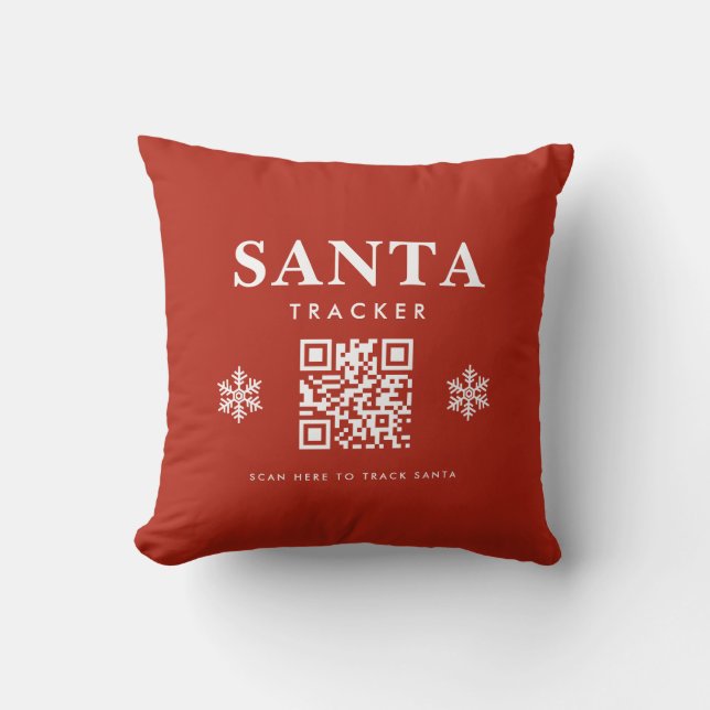 Kerst QR Code Santa Tracker Rood Kussen (Voorkant)