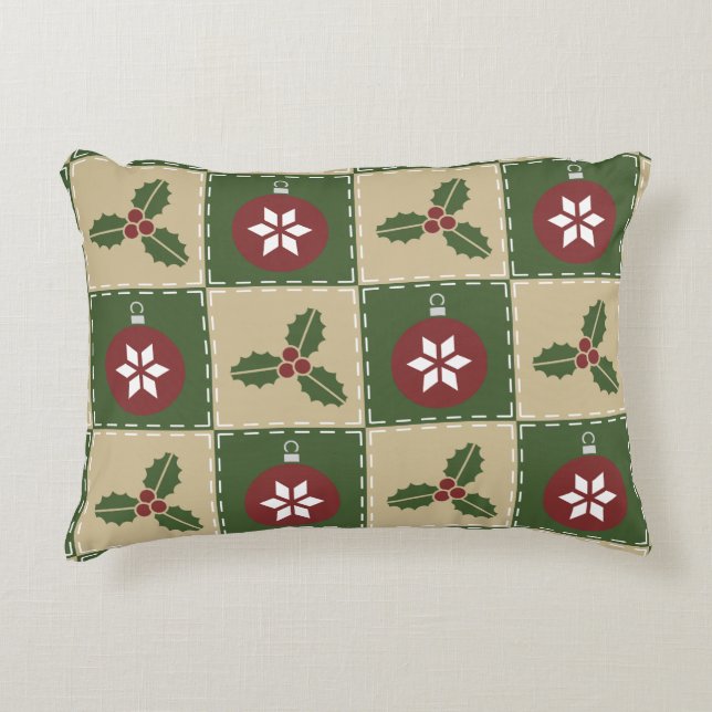 Kerst Quilt accent kussen (Voorkant)