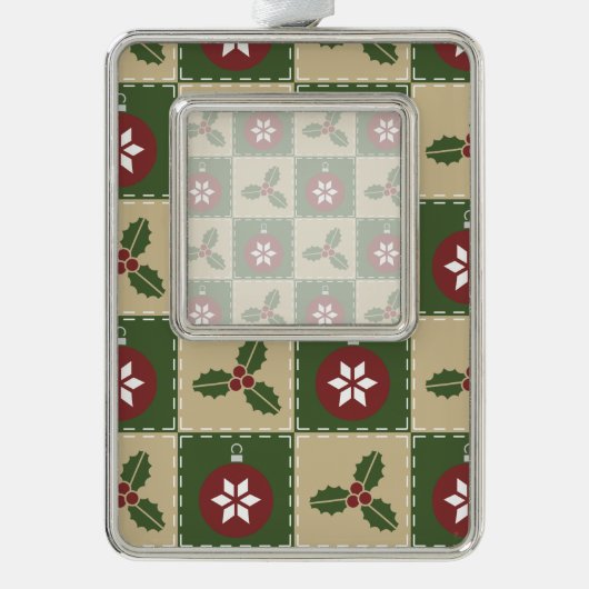 Kerst Quilt Lijst Ornament (Voorkant)
