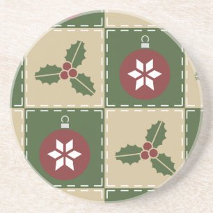 Kerst Quilt Zandsteen Onderzetter