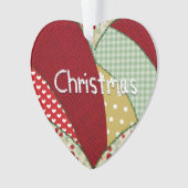 Kerst Quilters Patchwork Patronen Heart Ornament (voorkant)